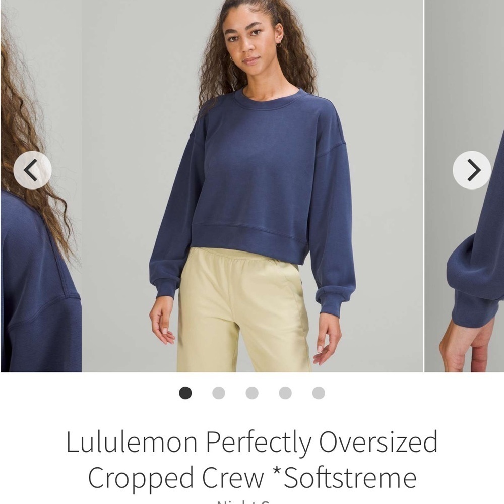 LULULEMON SIZE 6 PERFECTLY OVERSIZED CROPPED CREW SOFTSTREME - Picture 5 of 5